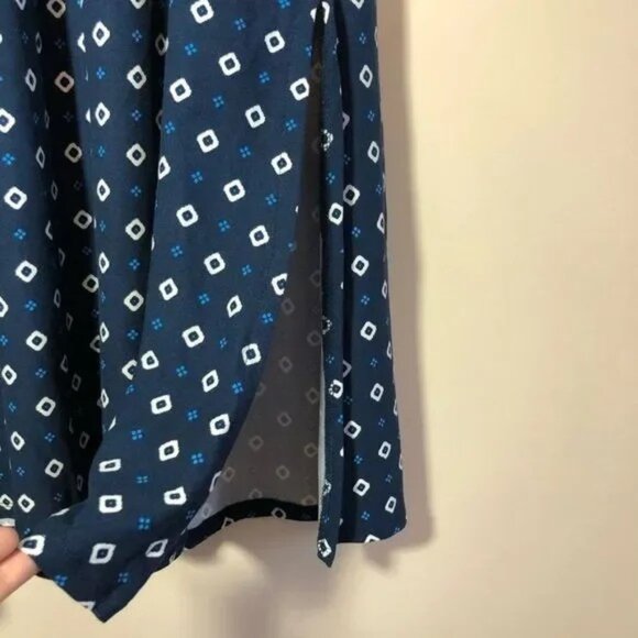 TERRA & SKY WOMEN'S NAVY/WHITE 2 SIDE SLIT MAXI SKIRT W/POCKETS 0X (14W)-EUC - Picture 6 of 9